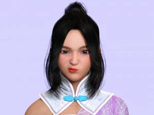 Chinese Girl Full Product Low-poly 3D Model