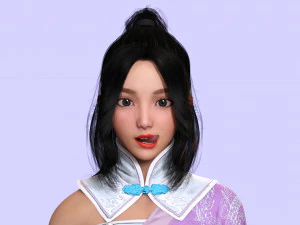 Chinese Girl Full Product Low-poly 3D Model