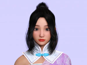 Chinese Girl Full Product Low-poly 3D Model