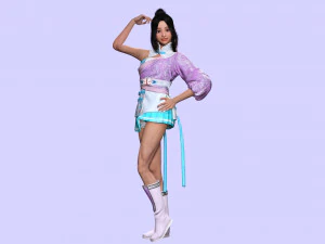 Chinese Girl Full Product Low-poly 3D Model