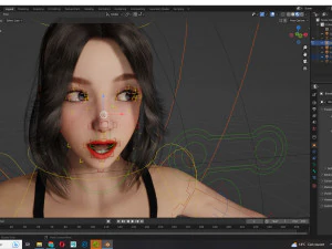 Chinese Girl Full Product Low-poly 3D Model