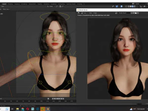 Chinese Girl Full Product Low-poly 3D Model