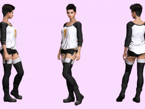 Pixie Casual Girl - Model with Full Rig 3D 模型