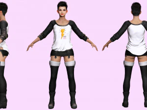 Pixie Casual Girl - Model with Full Rig 3D Model
