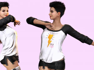 Pixie Casual Girl - Model with Full Rig 3D Model