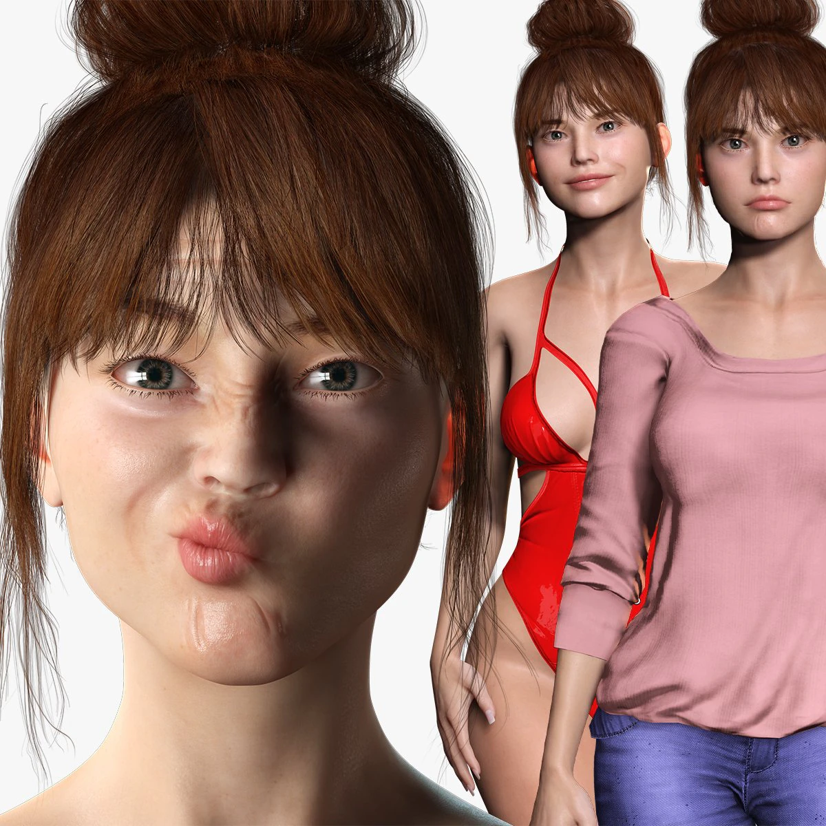 Mei Ling Realistic Asian Woman with Two Outfits 3D Model .c4d .max .obj .3ds .fbx .stl .blend 