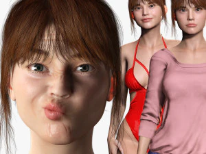 メイ リン 2 つの衣装を着たリアルなアジア人女性 3Dモデル