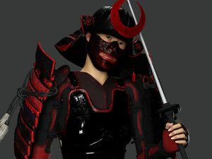 Realistic Samurai female 3D Model