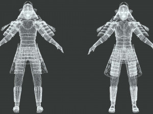 Realistic Samurai female 3D Model
