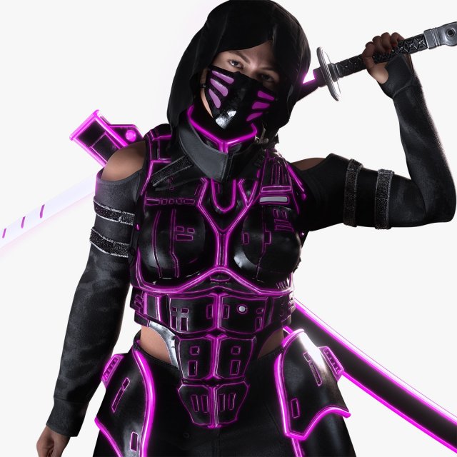 Futuristic Cyberpunk Samurai 3D Модель .c4d .max .obj .3ds .fbx .stl .blend 
