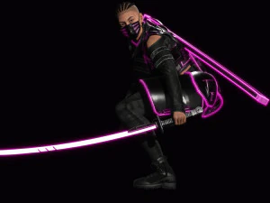 Futuristic Cyberpunk Samurai 3D Model