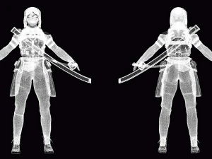 Futuristic Cyberpunk Samurai 3D Model