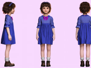 オリビア - 小さな宝物 青いローブを着たかわいい子 3Dモデル