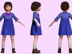 Olivia - Tiny Treasures Cute Child in a Blue Robe 3D Model