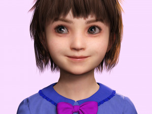 オリビア - 小さな宝物 青いローブを着たかわいい子 3Dモデル