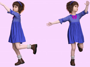 オリビア - 小さな宝物 青いローブを着たかわいい子 3Dモデル