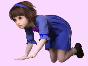 オリビア - 小さな宝物 青いローブを着たかわいい子 3Dモデル