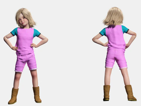 Sunny Realistic Girl Low-poly 3D Model