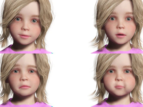 Sunny Realistic Girl Low-poly 3D Model