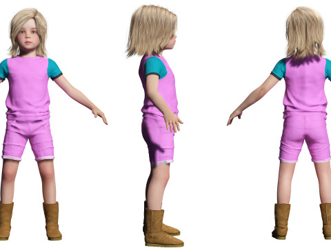 Sunny Realistic Girl Low-poly 3D Модель