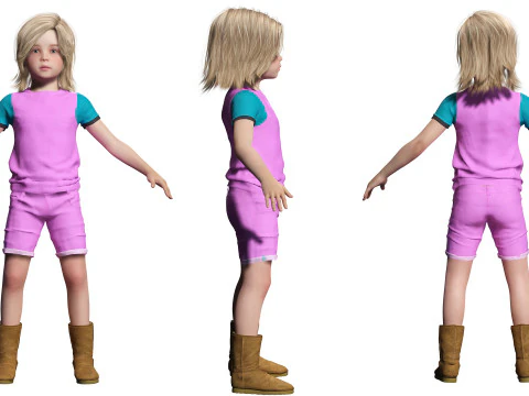 Sunny Realistic Girl Low-poly 3D Model