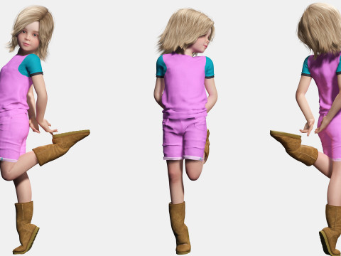 Sunny Realistic Girl Low-poly 3D Модель