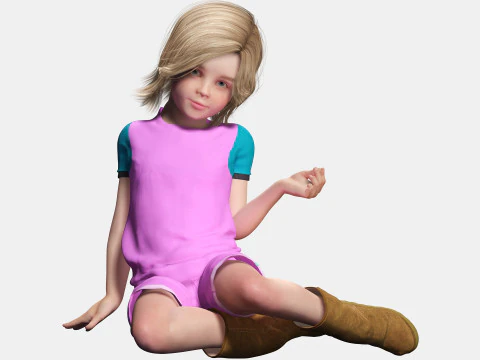 Sunny Realistic Girl Low-poly 3D Model