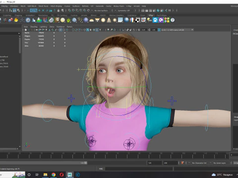 Sunny Realistic Girl Low-poly 3D Model