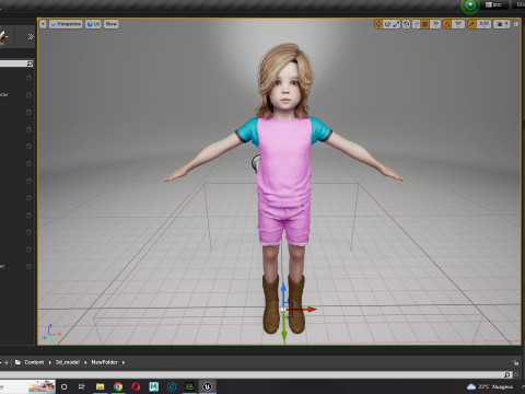 Sunny Realistic Girl Low-poly 3D Модель