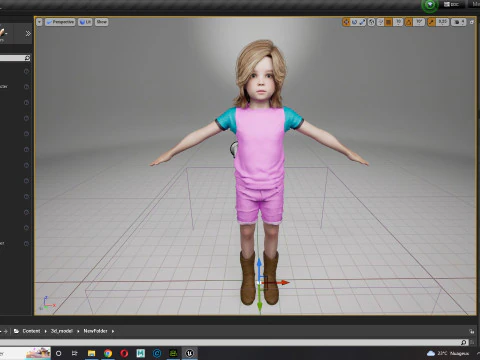 Sunny Realistic Girl Low-poly 3D Model