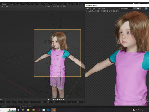 Sunny Realistic Girl Low-poly 3D Модель
