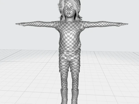 Sunny Realistic Girl Low-poly 3D Model