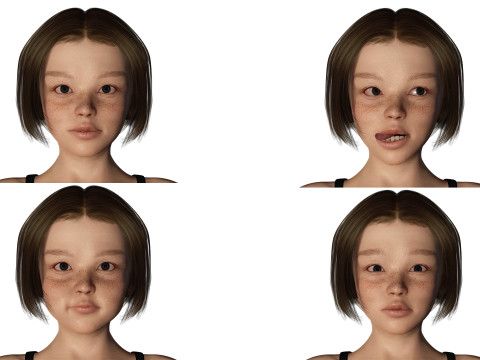 Realistic Girl rig facial Modelo 3D