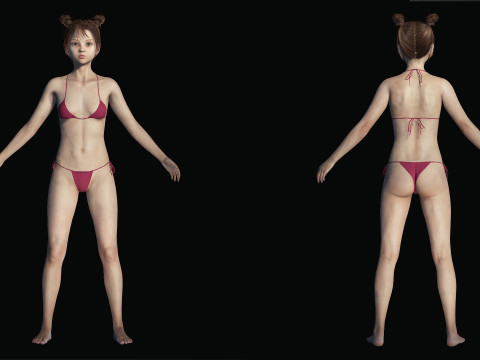 Realistic Girl teenager Low-poly Modelo 3D