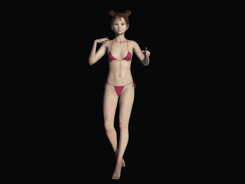 Realistic Girl teenager Low-poly Modelo 3D