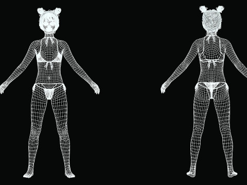 Realistic Girl teenager Low-poly Modelo 3D