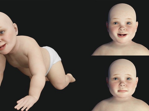 Baby girl Rigged 3D मॉडल