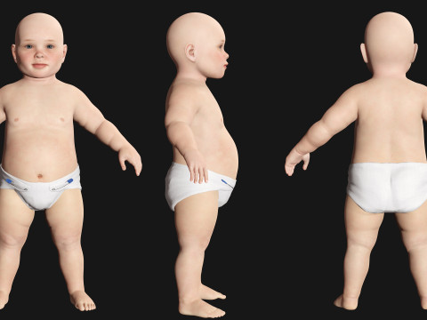 Baby girl Rigged 3D मॉडल