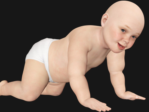 Baby girl Rigged 3D मॉडल