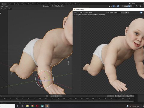 Baby girl Rigged 3D मॉडल