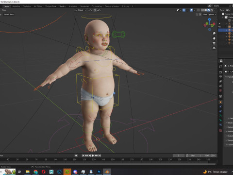 Baby girl Rigged 3D मॉडल