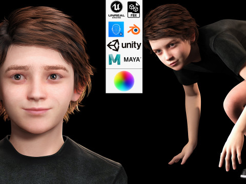 Leo - Realistic Child Boy with Beautiful Smile 3D Модель