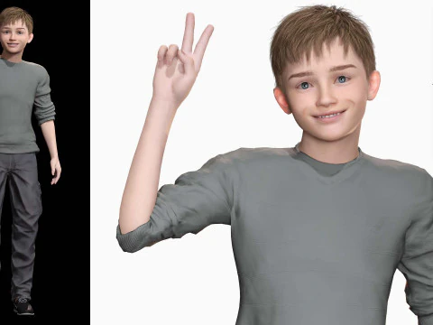 HENRY-장난꾸러기 아이 현실적인 아이 소년 3D 모델