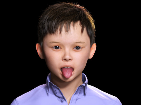 Joe-Realistic Asian Boy 3D-Modell