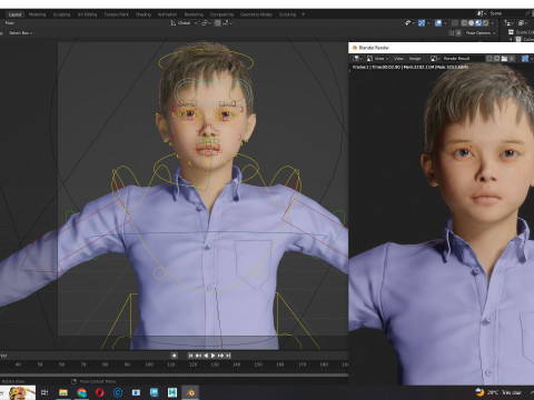 Joe-Realistic Asian Boy 3D-Modell