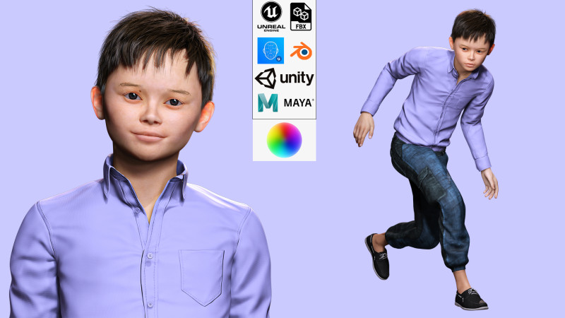 Joe-Realistic Asian Boy 3D-Modell .c4d .max .obj .3ds .fbx .stl .blend