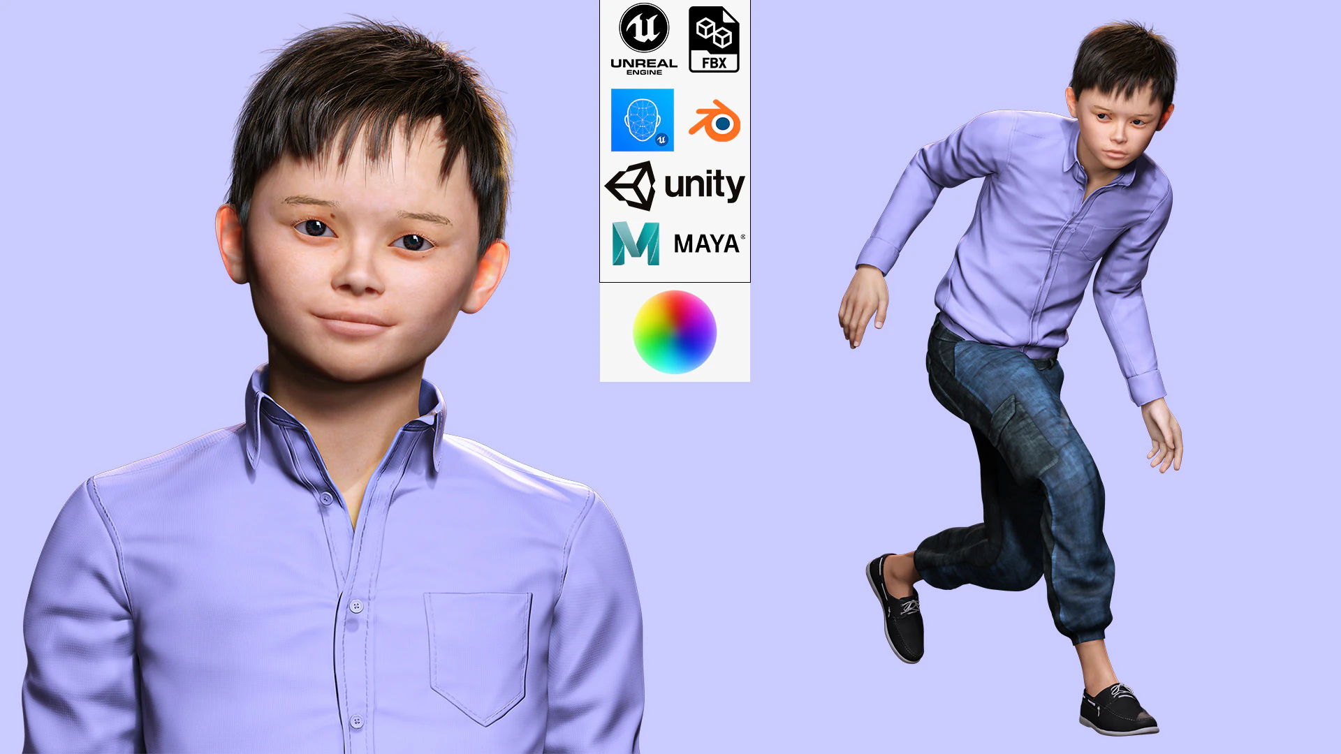 Joe-Realistic Asian Boy 3D Model .c4d .max .obj .3ds .fbx .stl .blend
