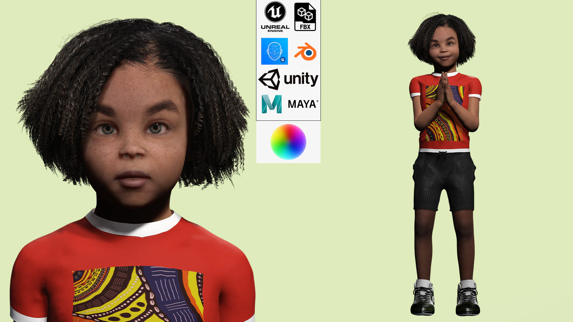 Ada-Realistic African child 3D Model .c4d .max .obj .3ds .fbx .stl .blend