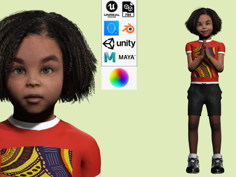 Ada-Realistic African child 3D Model
