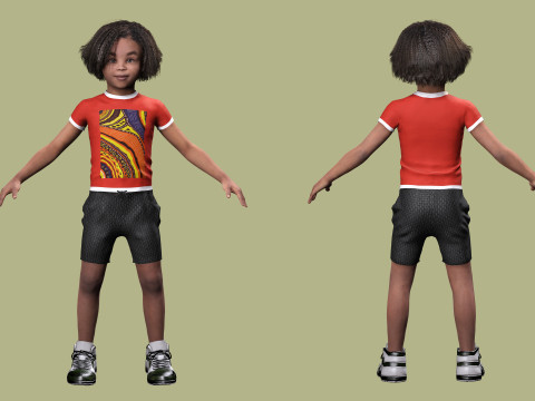 Ada-Realistic African child 3D मॉडल